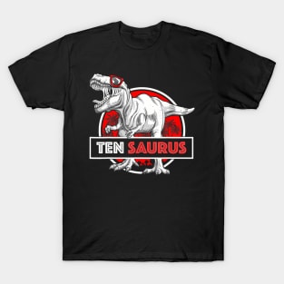 I Am Ten Saurus 10 Yrs Old T-Rex For Boys 10Th Birthday T-Shirt